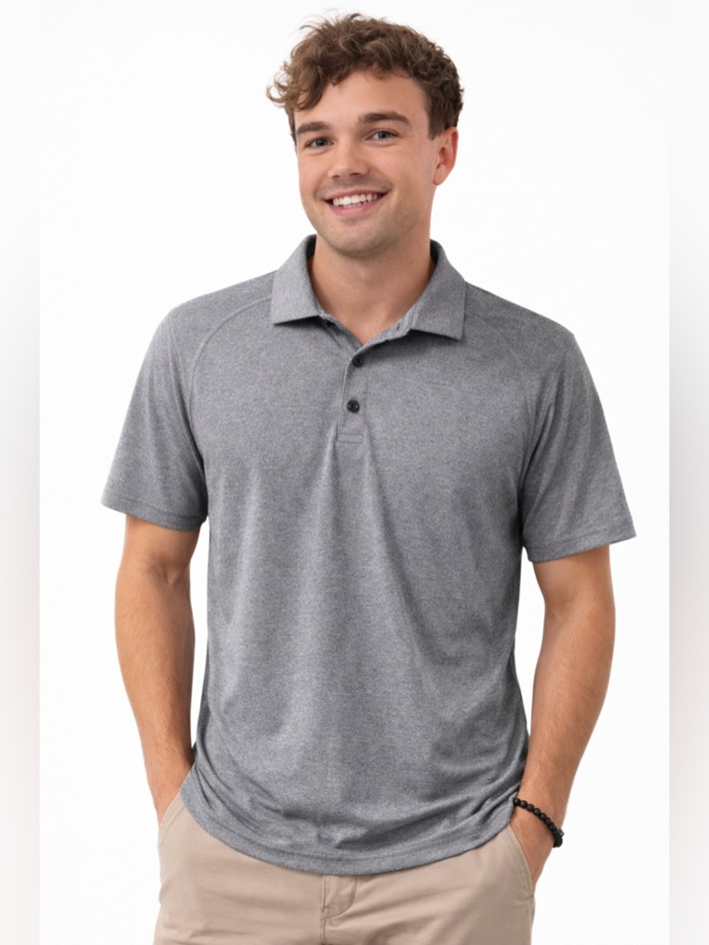 Lululemon Men's Metal Vent Tech Polo Shirt in a heathered gray color, guc, sz sm